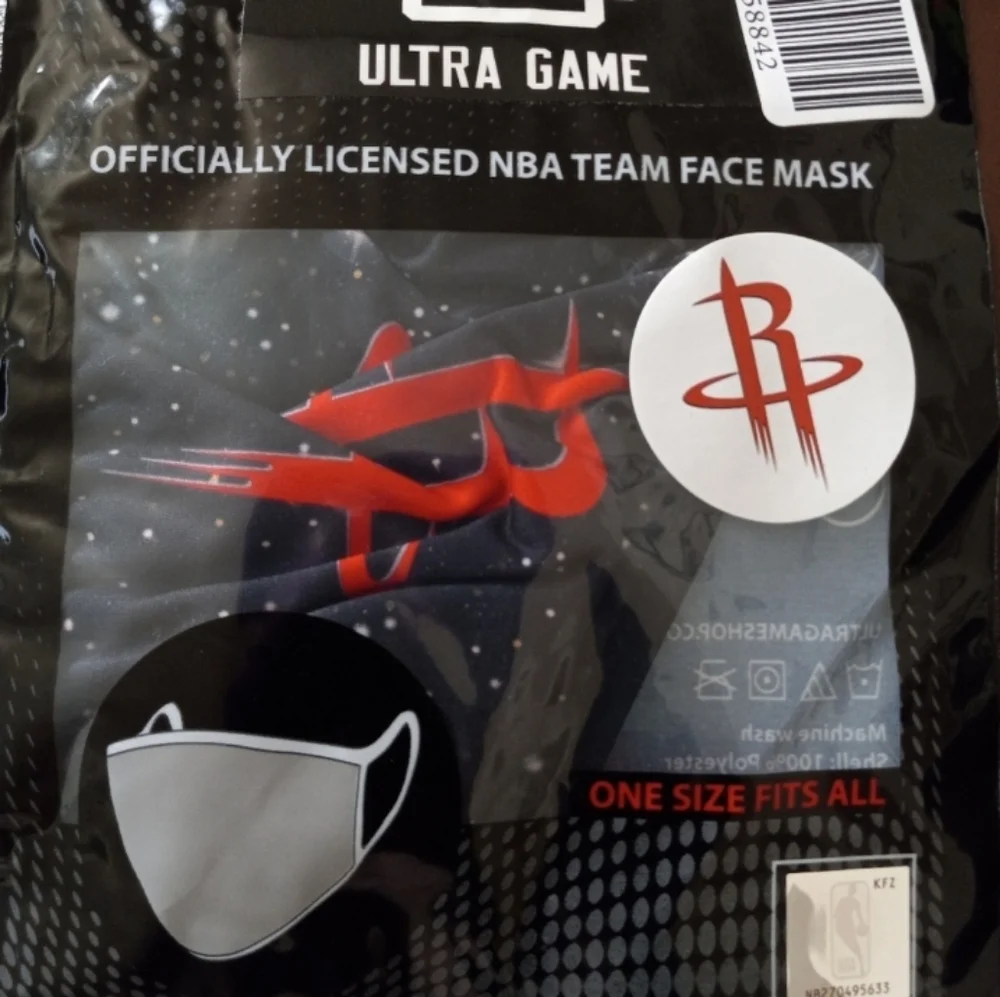 NBA HOUSTON ROCKETS MENS FACE MASK. ULTRA GAME.